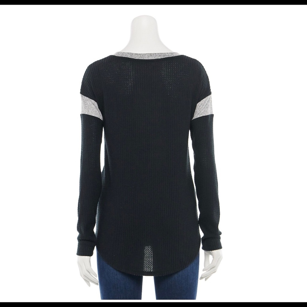 Women SO Knot Front Waffle Knit Top - Picture 2 of 2